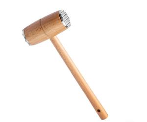 Martello batticarne con manico in legno, martello bistecca a doppia faccia per manzo e pollo, testa in lega di alluminio con 32 chiodi, strumento da cucina per carne spessa o sottile