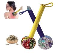 Martello benessere all'artemisia, Martello for massaggio meridiano di artemisia con manico lungo da 13 pollici, massaggiatore manuale for la schiena for lenire e alleviare le spalle(Purple Yellow)