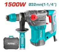MARTELLO DEMOLITORE 1500W SCALPELLATORE TRAPANO 4 FUNZIONI TOTAL + ACCESSORI