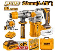 Martello demolitore 20V BRUSHLESS 4.5J INGCO + 2 Batt. 5Ah + 3 Punte + Valgetta