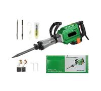 Martello demolitore elettrico da 3800 W, martello demolitore elettrico for calcestruzzo da 55 J con 2 punte a scalpello for scavi e fori di rottura.,Mattone, legno, acciaio