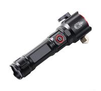 Martello di sicurezza ricaricabile di tipo C con luce bianca regolabile, doppia modalità flash, punta a martello in acciaio temprato e taglierina per cinture di sicurezza per situazioni (A)