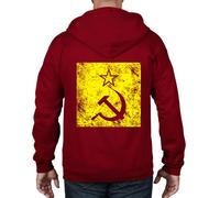 Martello E Falce Felpa Cappuccio e Zip Intera - Cccp T-Shirt Comunista Karl Marx