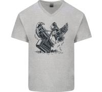 Martello E Raven Vikings Uomo Scollo A V Cotone T-Shirt