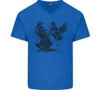 Martello E Raven Vikings Uomo Scollo A V Cotone T-Shirt