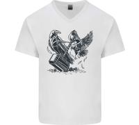 Martello E Raven Vikings Uomo Scollo A V Cotone T-Shirt