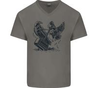 Martello E Raven Vikings Uomo Scollo A V Cotone T-Shirt