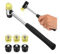 Martello Gomma, 25mm Martello di Gomma a Doppia Testa Piccolo, Martelli in Nylon con Impugnatura in Gommas Antiscivolo per Gioielli, Legno, Fai Da Te, Arti e Mestieri, con 6 Teste di Ricambio