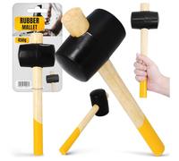 Martello Maglio Gomma 65 mm 450 g Mazza Rotondo Nero Manico Legno Ergonomico Antiscivolo Campeggio Tenda Pavimentazione Piastrelle Foglio Bricolage