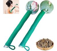 Martello manuale per drenaggio linfatico di dimensioni lunghe, per massaggi del corpo, per massaggi con assenzio, per colpi alla schiena, per alleviare il dolore alla schiena, verde, 31 cm, 2 pezzi