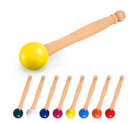 Martello per campana tibetana, martello per campana tibetana in cristallo, per meditazione e meditazione, con manico in legno, martello con sfera in gomma, per meditazione buddista e yoga (giallo)