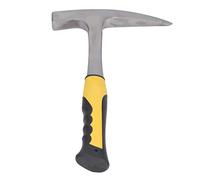 Martello per mattoni in acciaio al carbonio con testa appuntita e becco d'anatra - Manico in gomma misura S - Martello geologico resistente agli urti con finitura lucida - (S)