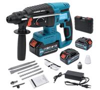 Martello Perforatore a Batteria 21V 4000mAh*2, Adattatore SDS-plus con Mandrino, 3 Punte, 2 Scalpelli,900W Martello Tassellatore a Batteria 2.8 J Motore Senza Spazzole.