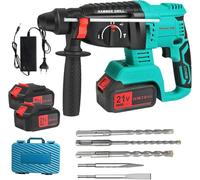 Martello Perforatore a Batteria 21V 4Ah*2 Batteria，Motor Sin Escobillas, Adatti per Cemento, Muratura, Pareti, Perforazione, Martellatura e Demolizione