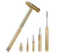 Martello piccolo 6 in 1, mini martello in metallo, martello multifunzione portatile con testa a taglio, cacciavite a croce e martello da carpentiere, martelli multifunzione, attrezzi (oro)