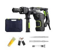 Martello pneumatico elettrico, demolitore for calcestruzzo, martello pneumatico industriale, efficiente scavo di trincee, borsa degli attrezzi e 2 scalpelli, impugnatura anteriore girevole a 360°C