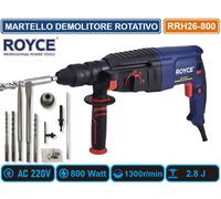 MARTELLO ROTATIVO DEMOLITORE PERCUSSIONE TASSELLATORE 800W SDS PLUS FORO RRH26