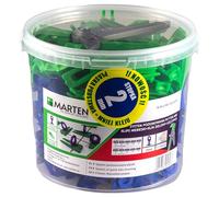 Marten Klin Sistema di livellamento per piastrelle Clip Spessore piastrella 7-15 mm Larghezza malta 1 mm 1,5 mm 2 mm 3 mm Pinze (2MM, 250 linguette + 100 cunei + 1 pinza)
