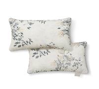 MARTHA STEWART Charming Foliage Indoor Outdoor Decorative Lumbar Pillow 2-Pack Set, UV Fade Resistant, Water Repellent, Printed Floral Design, 11"x18", Warm Grey