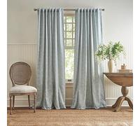 Martha Stewart Coppia di tende a pannello in jacquard con motivo floreale, foderate, tasca per bastone/linguetta posteriore, 213,4 cm, azzurro