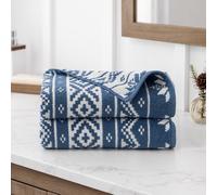 Martha Stewart Fairisle - Set di asciugamani da bagno in jacquard, 2 pezzi, assorbenti