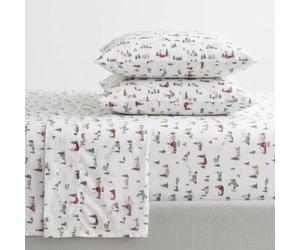 Martha Stewart - Lenzuola di flanella per letto matrimoniale, in cotone anti-pelucchi e resistente alle pieghe, morbido al tatto per un comfort per tutte le stagioni - Lenzuola con federe e lenzuolo