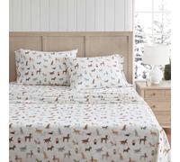 Martha Stewart - Lenzuola in flanella per letto matrimoniale, in cotone anti-pelucchi e resistente alle pieghe, morbido al tatto per un comfort per tutte le stagioni, lenzuola con federe coordinate e
