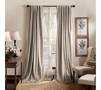 MARTHA STEWART Lucca - Coppia di tende oscuranti in velluto con linguetta posteriore, 213,4 cm, lino
