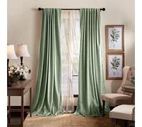 Martha Stewart Lucca Coppia di tende oscuranti in velluto con linguetta posteriore, 213,4 cm, verde