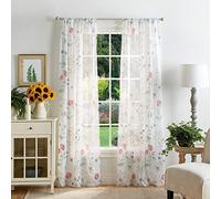 Martha Stewart Marthas Garden - Coppia di tende da finestra semi-velate con tasca per bastone, motivo floreale, 241,3 cm, multicolore