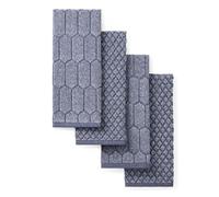Martha Stewart Set di 4 asciugamani da cucina testurizzati a nido d'ape in chambray, 100% cotone, con spugna assorbente, asciugamani decorativi da cucina, blu navy, 40,6 x 71,1 cm