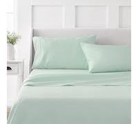 Martha Stewart Set di lenzuola doppie in 100% cotone, 3 pezzi, morbide, lisce, resistenti, facili da pulire, lenzuola con tasca profonda 40,6 cm, lenzuolo in rasatello, 1 piatto, 1 con angoli, 1