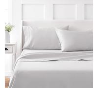 Martha Stewart Set di lenzuola king size in 100% cotone, 4 pezzi, morbide, lisce, resistenti, facili da pulire, lenzuola con angoli profondi 40,6 cm, lenzuola in rasatello, 1 piatto, 1 con angoli, 2
