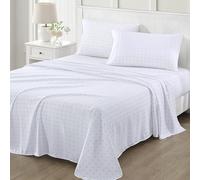 Martha Stewart Set di lenzuola per letto king size, 4 pezzi, ultra morbide, in microfibra lavata, con stampa grigio chiaro, con medaglione Hayworth, 1 lenzuolo piano, 1 lenzuolo con angoli, 2 federe