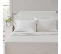 Martha Stewart - Set di lenzuola per letto king size, fresche e su misura, in percalle di cotone naturalmente liscio, leggero al tatto, lenzuola con federe e lenzuolo con angoli abbinati (bianco a