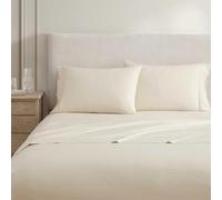 Martha Stewart - Set di lenzuola per letto king size, fresche e su misura, in percalle di cotone naturalmente liscio, leggero al tatto, federe e lenzuolo con angoli abbinati (Skylands tinta unita