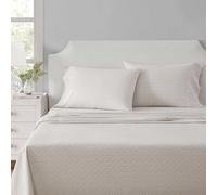 Martha Stewart - Set di lenzuola per letto matrimoniale, fresche e su misura, in percalle di cotone naturalmente liscio, leggero al tatto, lenzuola con federe coordinate e lenzuolo con angoli (foglie