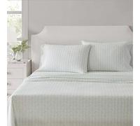 Martha Stewart Set di lenzuola per letto matrimoniale queen size, fresche e su misura, in percalle di cotone naturalmente liscio, leggere al tatto, lenzuola con federe e lenzuolo con angoli abbinati