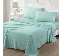 Martha Stewart Set di lenzuola per letto queen size, 4 pezzi, ultra morbide, in microfibra lavata, 1 lenzuolo piatto, 1 lenzuolo con angoli, 2 federe standard