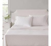 Martha Stewart Set di lenzuola per letto singolo, fresche e su misura, in percalle di cotone naturalmente liscio, leggere al tatto, lenzuola con federa e lenzuolo con angoli abbinati (rosa vite)