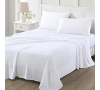 Martha Stewart Set di lenzuola ultra morbide in microfibra spazzolata e lavata, facili da pulire, comode lenzuola con tasca profonda, 1 lenzuolo piatto e 1 lenzuolo con angoli, 2 federe standard,