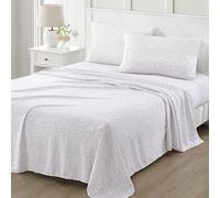 Martha Stewart Set di lenzuola ultra morbide in microfibra spazzolata e lavata, facili da pulire, comode lenzuola con tasca profonda, 1 lenzuolo piatto, 1 lenzuolo con angoli, 2 federe king size, rosa