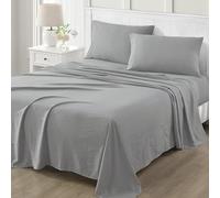 MARTHA STEWART Set di lenzuola ultra morbide in microfibra spazzolata e lavata, facili da pulire, comode lenzuola con tasca profonda fino a 40,6 cm, 1 lenzuolo piatto e 1 lenzuolo con angoli, 2 federe