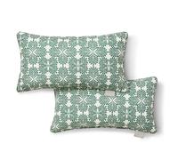 Martha Stewart Tulum - Set di 2 cuscini decorativi per interni ed esterni, resistenti allo sbiadimento UV, idrorepellenti, design moderno stampato, 28 x 45 cm, verde