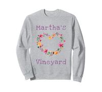 Marthas Vineyard Cape Cod Vacation, ghirlanda di fiori a forma di cuore, stile BOHO Felpa