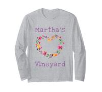 Marthas Vineyard Cape Cod Vacation, ghirlanda di fiori a forma di cuore, stile BOHO Maglia a Manica