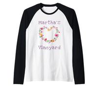 Marthas Vineyard Cape Cod Vacation, ghirlanda di fiori a forma di cuore, stile BOHO Maglia con Maniche Raglan