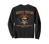 Martha's Vineyard MA Pirate Skull Since 1642 Arancione Felpa