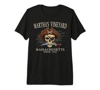Martha's Vineyard MA Pirate Skull Since 1642 Avorio Maglietta Premium