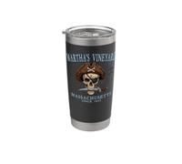 Martha's Vineyard MA Pirate Skull Since 1642 Ciano Bicchiere termico in acciaio inox doppia parete